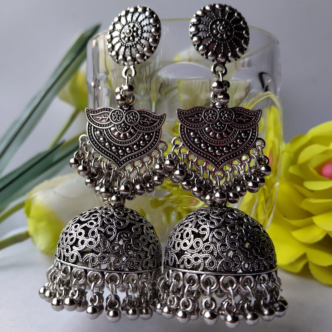 Silver Oxidised Jhumka