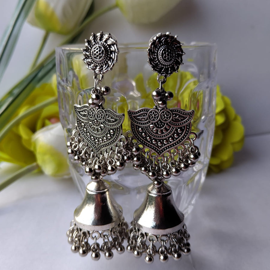 Naadika Bell Silver Oxidised Jhumka