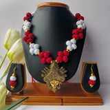 Red White Cotton Beads Necklace