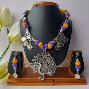 Purple Yellow Cotton Beads Necklace