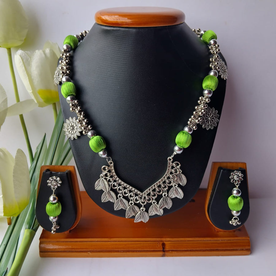 Vrindaa Leaf Charm Silk Set