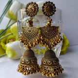 Royal Aurelia Grand Golden Oxidised Jhumka
