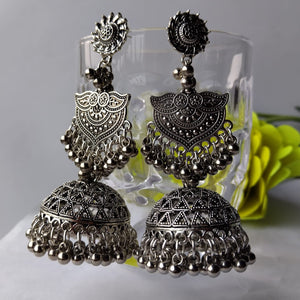 Devi Roop Medium Silver Oxidised Jhumka