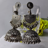 Devi Roop Medium Silver Oxidised Jhumka